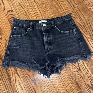 Black High Rise Zara Cutoff Shorts